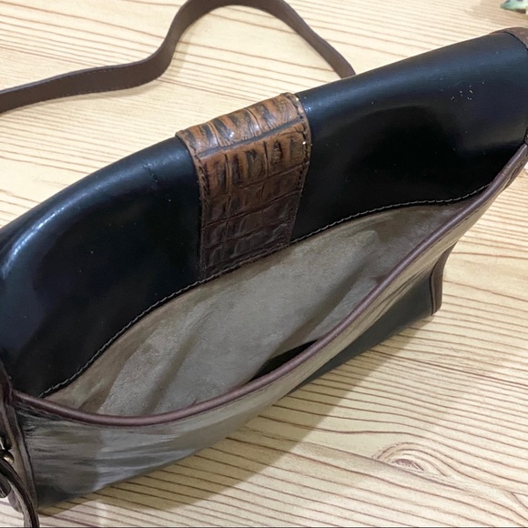 Vintage 80’s Brahmin Black/Brown Croc Leather Crossbody Bag - Picture 10 of 16
